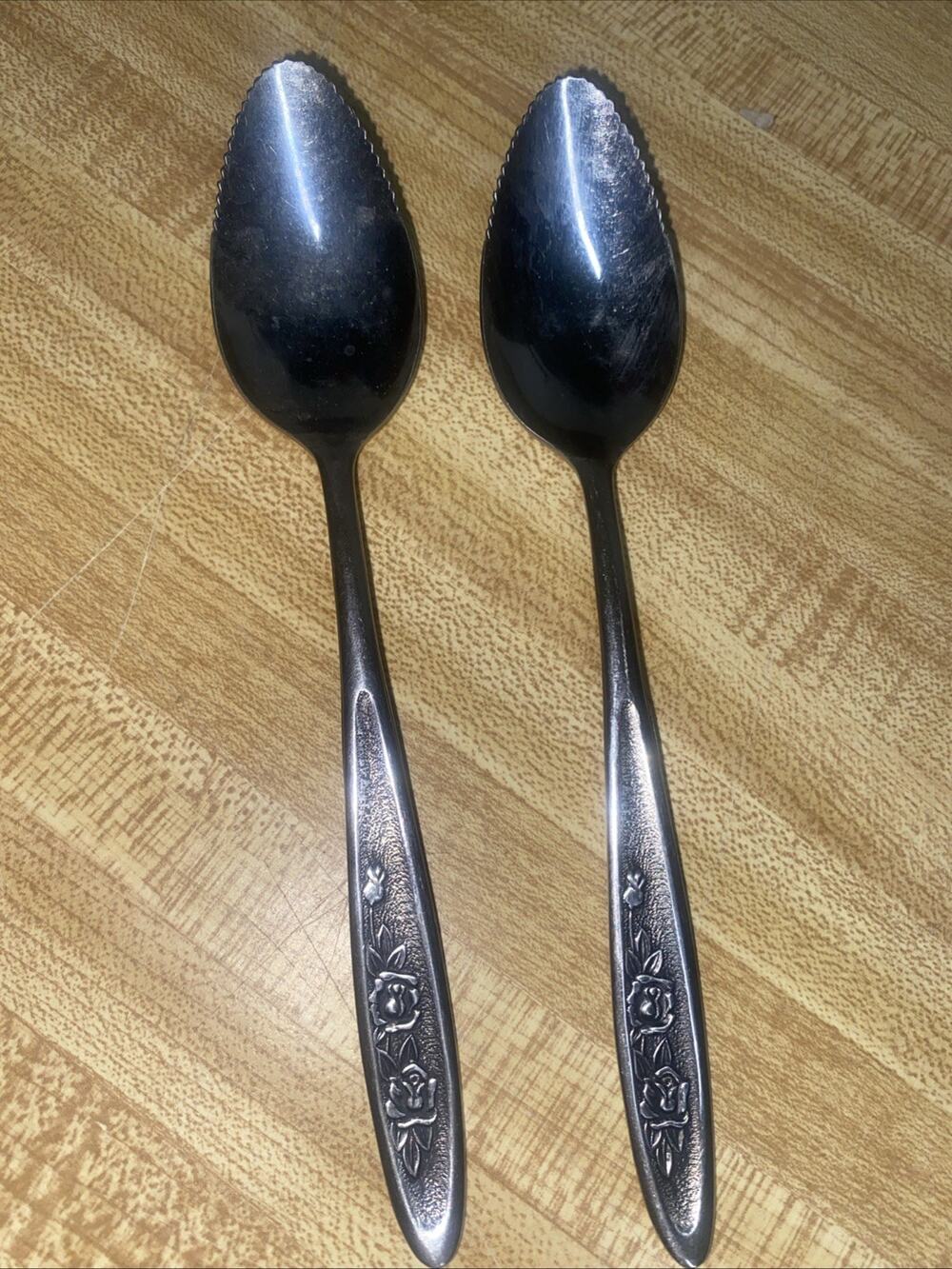 Set Of 2 Ekco Eterna Stainless “Country Garden”Japan Grapefruit Spoons MCM